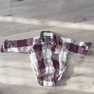 American Hawk Boys Plaid Long Sleeve Button Front Snap Bodysuit 6-9 Months